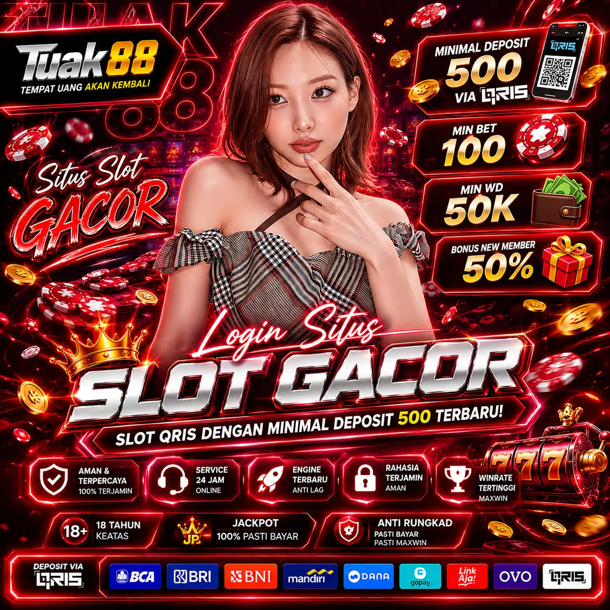 TUAK88 ~ Pasukan Link Slot Gacor dengan Minimal Deposit 5000 via QRIS Gampang Menang